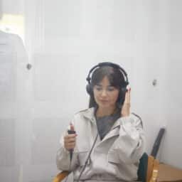 Woman takes a hearing test